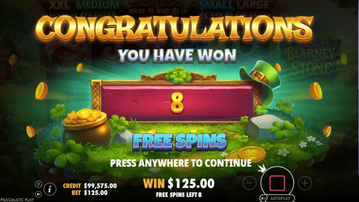 The Blarney Stone - kuanza kwa raundi ya spins za bure